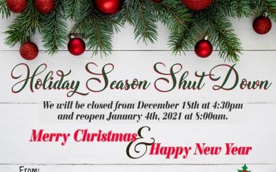 Holiday Season Shut Down